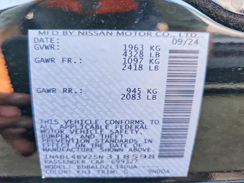 Aukcja sprzedaży 2025 Nissan Altima, vin: 1N4BL4BV2SN318598, numer aukcji: 60835876