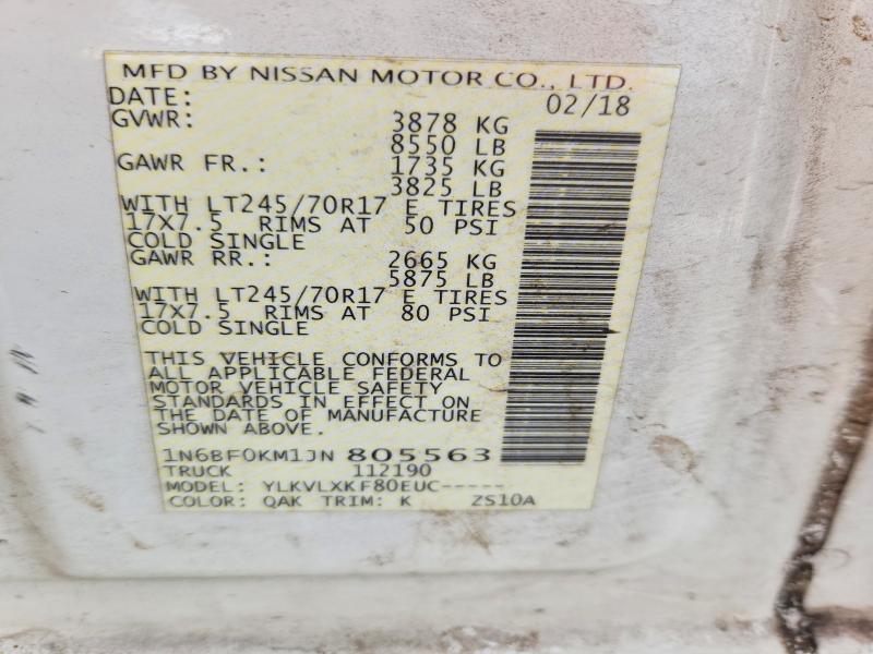 60645276 :رقم المزاد ، 1N6BF0KM1JN805563 vin ، 2018 Nissan Nv مزاد بيع