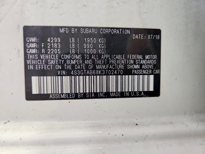 Aukcja sprzedaży 2019 Subaru Impreza, vin: 4S3GTAB68K3702470, numer aukcji: 62555386