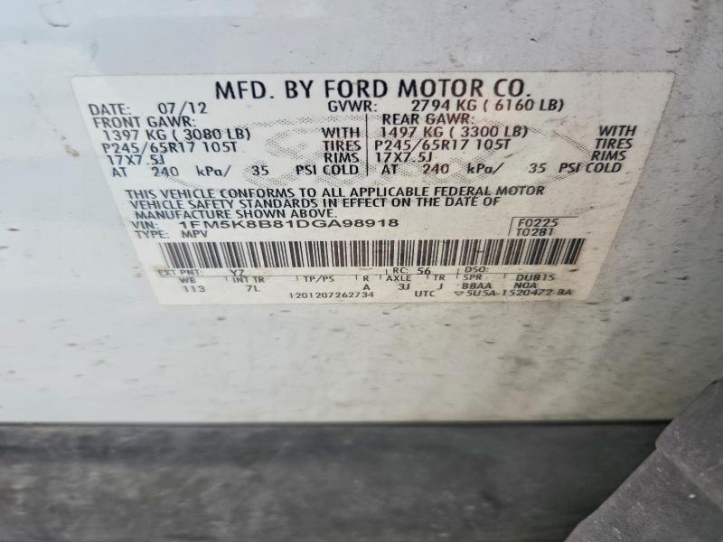 Продажа на аукционе авто 2013 Ford Explorer, vin: 1FM5K8B81DGA98918, номер лота: 63055236
