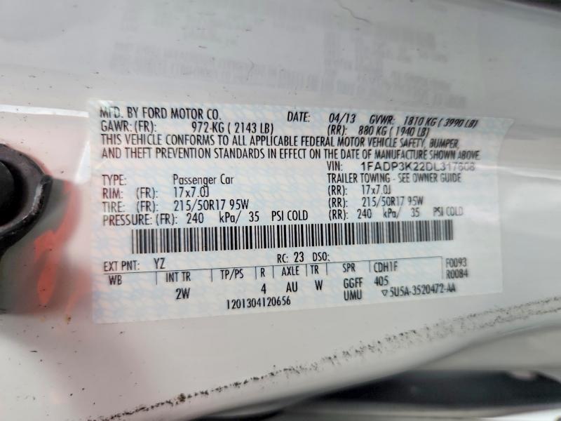 Продаж на аукціоні авто 2013 Ford Focus, vin: 1FADP3K22DL317608, номер лоту: 62336546