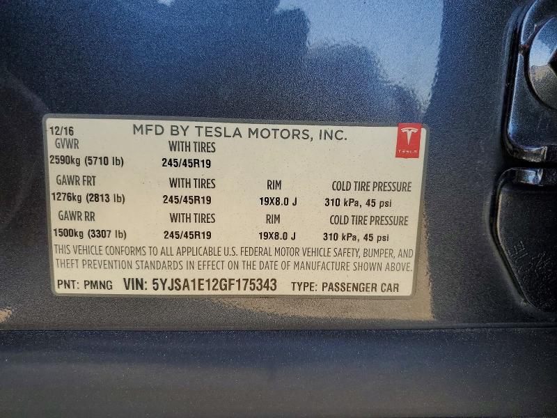 Aukcja sprzedaży 2016 Tesla Model S, vin: 5YJSA1E12GF175343, numer aukcji: 61436666