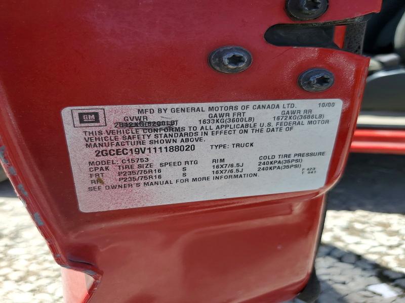 Aukcja sprzedaży 2001 Chevrolet Silverado, vin: 2GCEC19V111188020, numer aukcji: 61842586