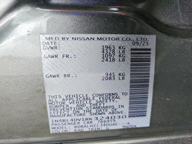 Продаж на аукціоні авто 2024 Nissan Altima, vin: 1N4BL4DV1RN324030, номер лоту: 59598036