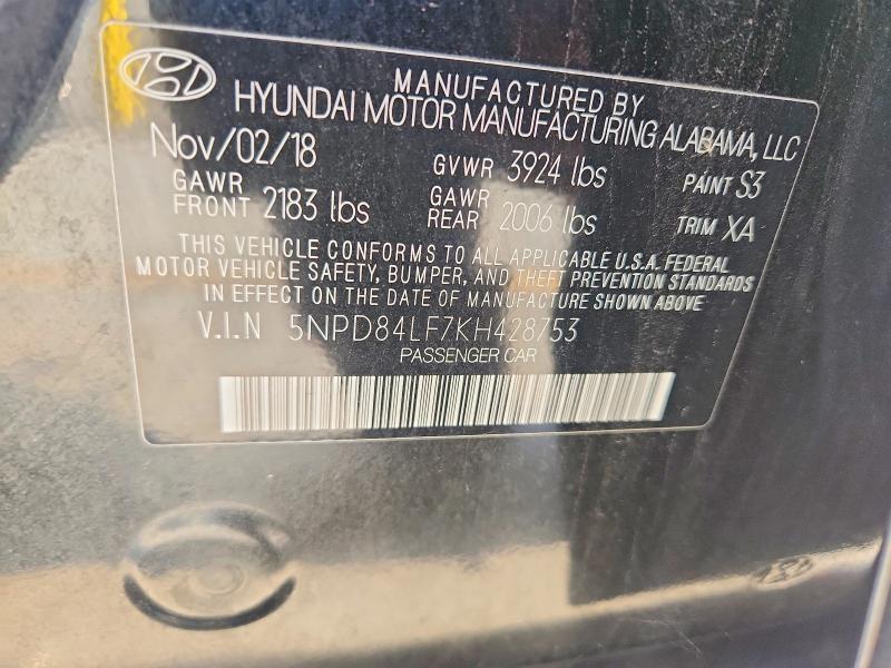 Aukcja sprzedaży 2019 Hyundai Elantra, vin: 5NPD84LF7KH428753, numer aukcji: 63223346