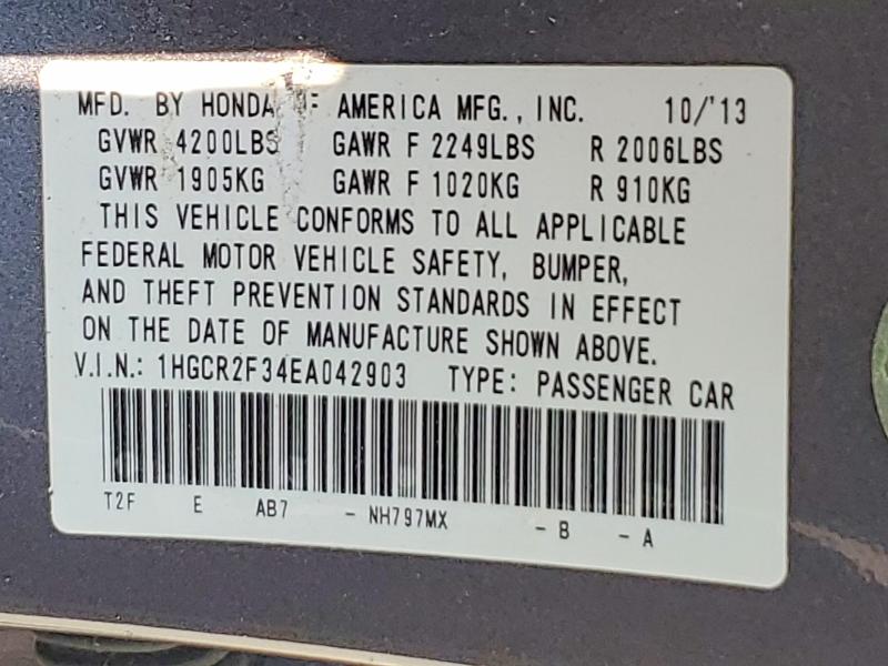 2014 Honda Accord მანქანა იყიდება აუქციონზე, vin: 1HGCR2F34EA042903, აუქციონის ნომერი: 61427226