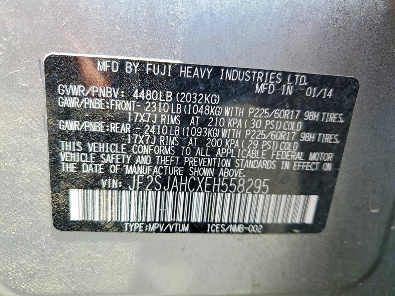 Aukcja sprzedaży 2014 Subaru Forester, vin: JF2SJAHCXEH558295, numer aukcji: 63399446
