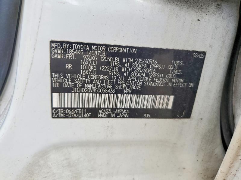 Продажа на аукционе авто 2005 Toyota Rav4, vin: JTEHD20V850058438, номер лота: 59167066