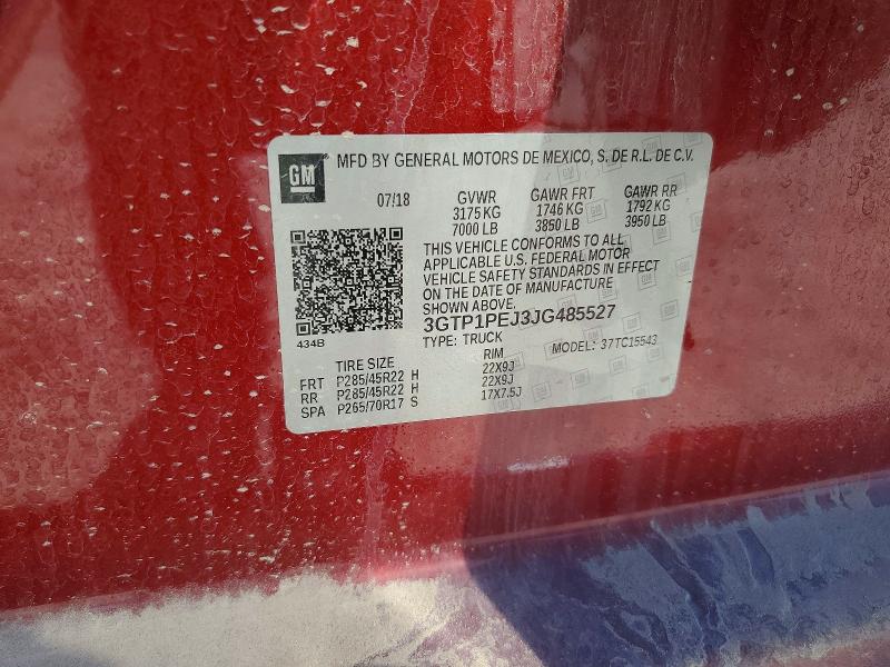 2018 Gmc Sierra მანქანა იყიდება აუქციონზე, vin: 3GTP1PEJ3JG485527, აუქციონის ნომერი: 63230776