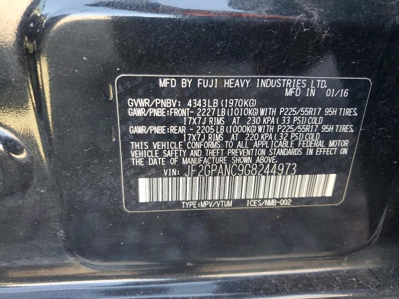 Aukcja sprzedaży 2016 Subaru Crosstrek, vin: JF2GPANC9G8244973, numer aukcji: 63182386