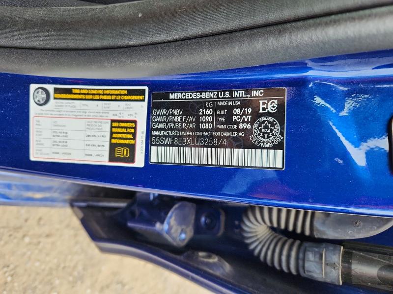 58809186 :رقم المزاد ، 55SWF8EBXLU325874 vin ، 2020 Mercedes-benz C مزاد بيع