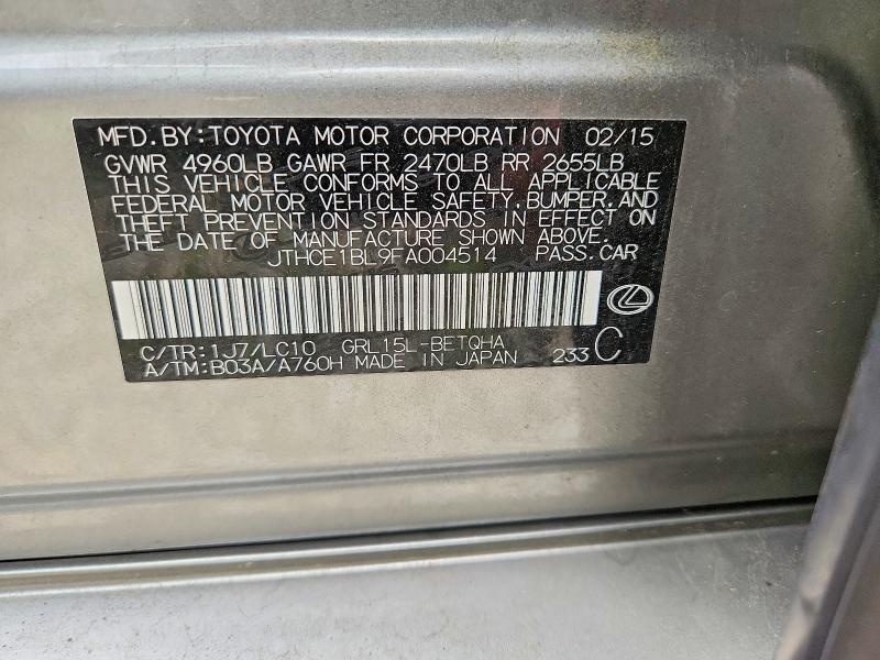 62063896 :رقم المزاد ، JTHCE1BL9FA004514 vin ، 2015 Lexus Gs مزاد بيع
