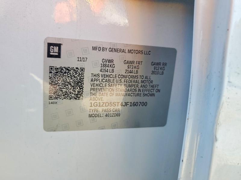 Продаж на аукціоні авто 2018 Chevrolet Malibu, vin: 1G1ZD5ST4JF160700, номер лоту: 62218126