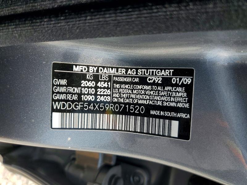 62120876 :رقم المزاد ، WDDGF54X59R071520 vin ، 2009 Mercedes-benz C مزاد بيع