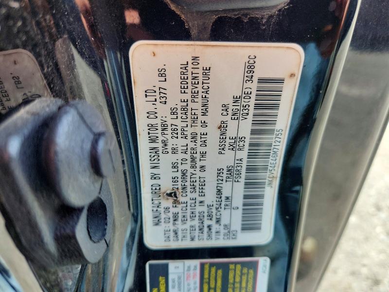 Aukcja sprzedaży 2006 Infiniti G35, vin: JNKCV54E46M712755, numer aukcji: 59651306