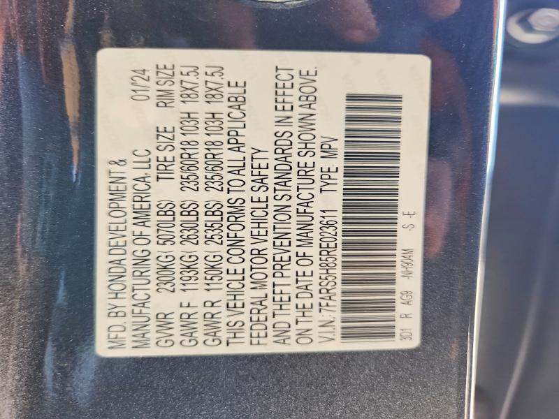 62537546 :رقم المزاد ، 7FARS5H85RE023611 vin ، 2024 Honda Cr-v مزاد بيع