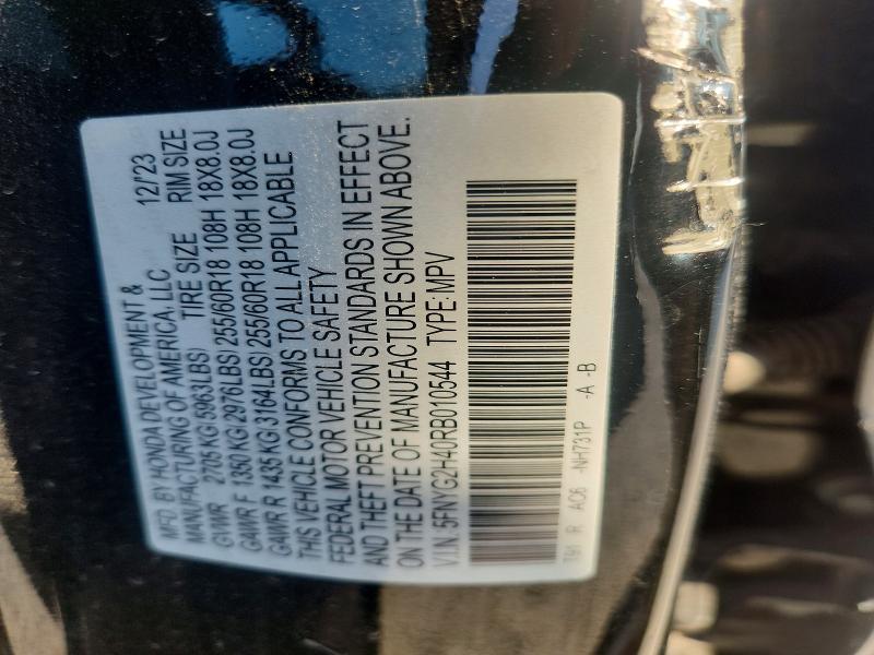 62396486 :رقم المزاد ، 5FNYG2H40RB010544 vin ، 2024 Honda Pilot مزاد بيع