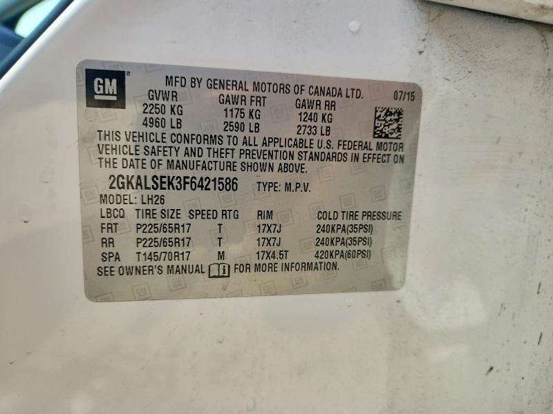 60584156 :رقم المزاد ، 2GKALSEK3F6421586 vin ، 2015 Gmc Terrain مزاد بيع