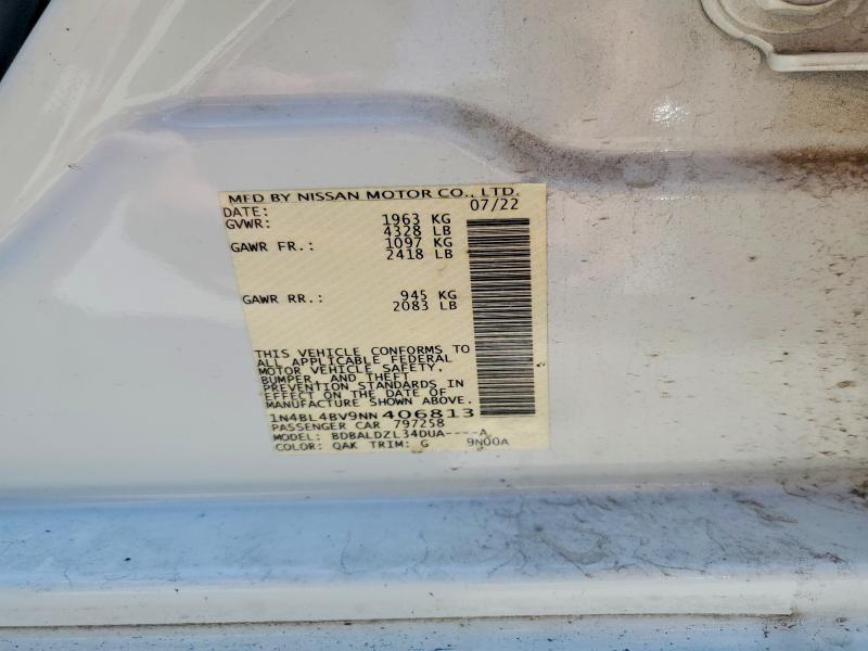 61228676 :رقم المزاد ، 1N4BL4BV9NN406813 vin ، 2022 Nissan Altima مزاد بيع