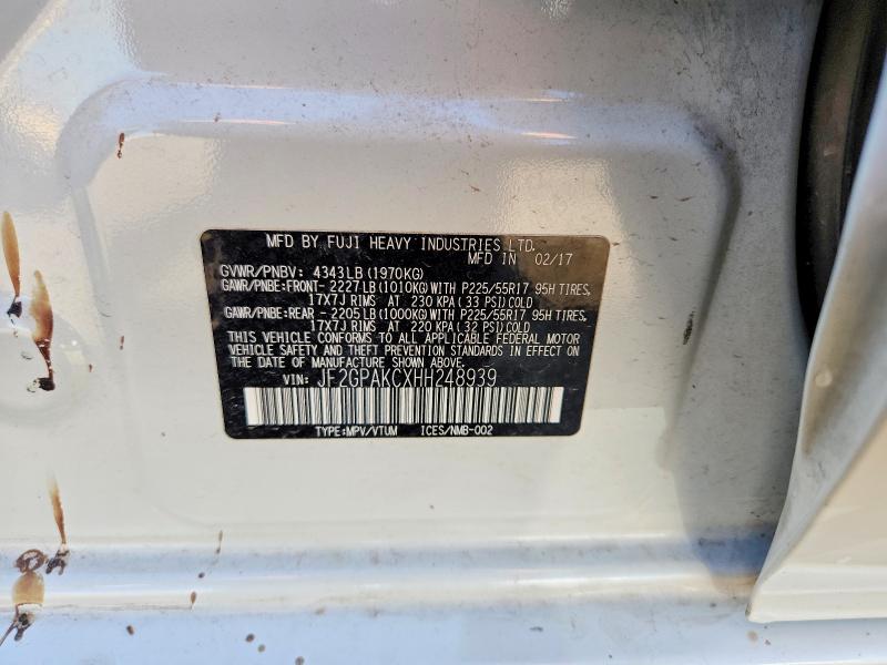 Продажа на аукционе авто 2017 Subaru Crosstrek, vin: JF2GPAKCXHH248939, номер лота: 59986776
