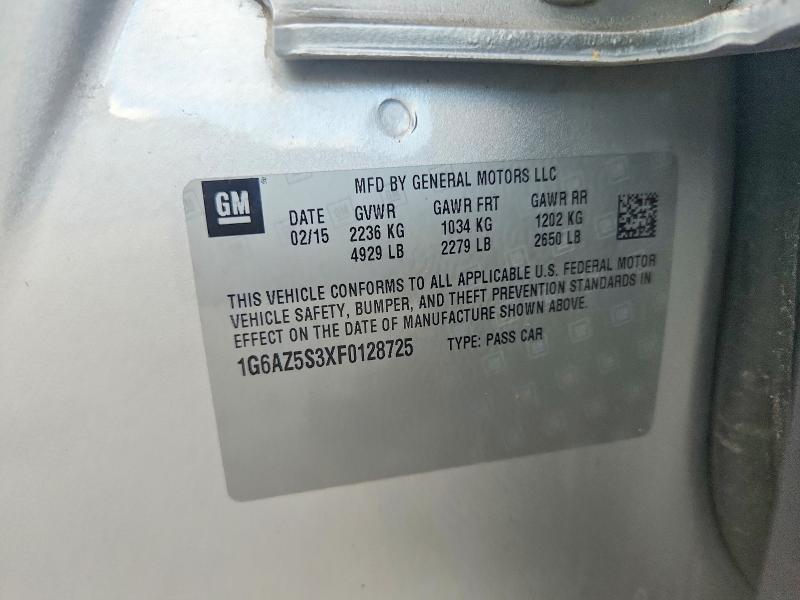 Продажа на аукционе авто 2015 Cadillac Cts, vin: 1G6AZ5S3XF0128725, номер лота: 63299406