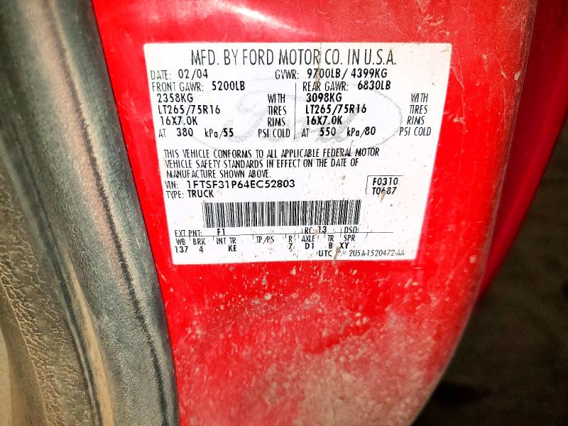 2004 Ford F350 მანქანა იყიდება აუქციონზე, vin: 1FTSF31P64EC52803, აუქციონის ნომერი: 63054846