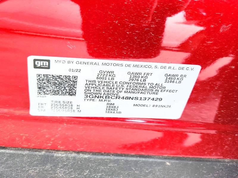 2022 Chevrolet Blazer მანქანა იყიდება აუქციონზე, vin: 3GNKBCR48NS137429, აუქციონის ნომერი: 62018006
