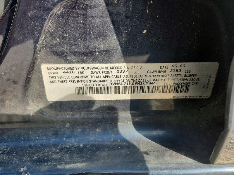 Продажа на аукционе авто 2009 Volkswagen Jetta, vin: 3VWAL71K69M160945, номер лота: 62871136