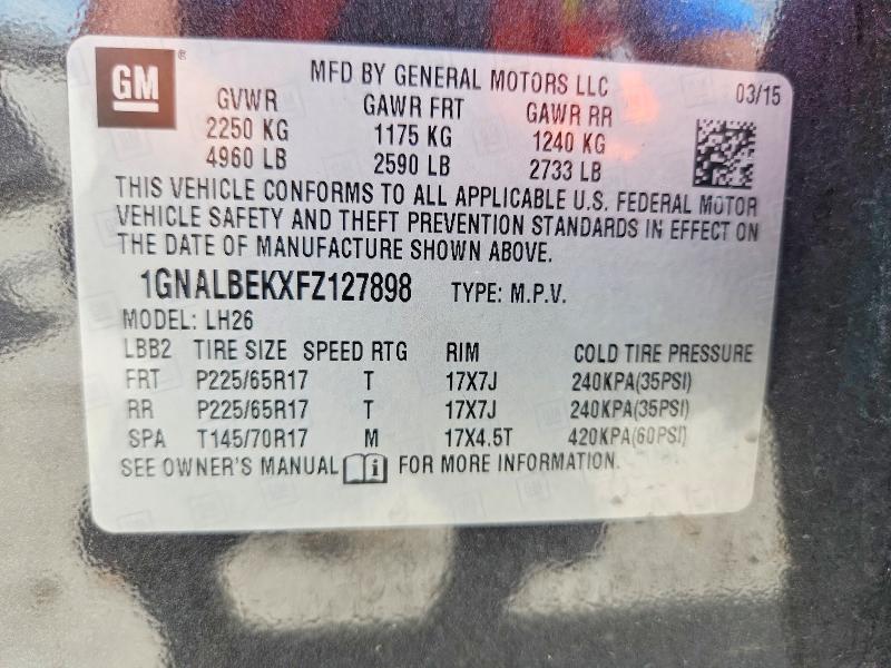 61129266 :رقم المزاد ، 1GNALBEKXFZ127898 vin ، 2015 Chevrolet Equinox مزاد بيع