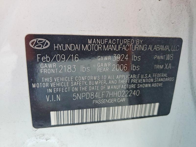 Aukcja sprzedaży 2017 Hyundai Elantra, vin: 5NPD84LF7HH022240, numer aukcji: 60434456