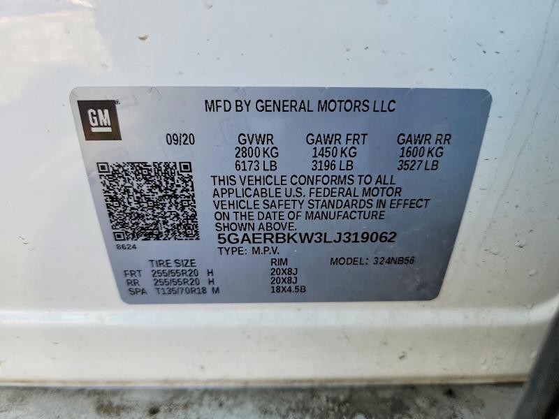 62846666 :رقم المزاد ، 5GAERBKW3LJ319062 vin ، 2020 Buick Enclave مزاد بيع