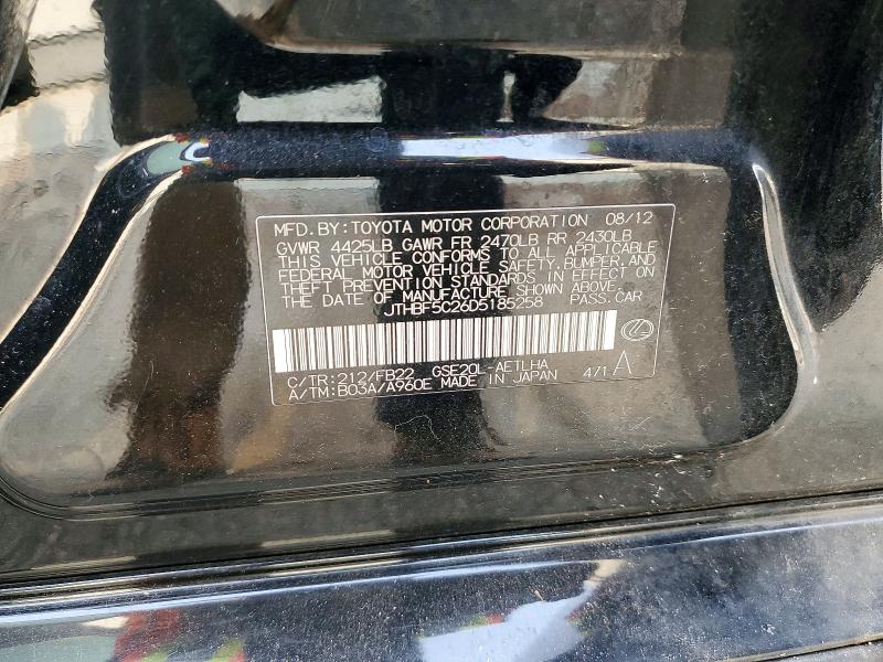 60791986 :رقم المزاد ، JTHBF5C26D5185258 vin ، 2013 Lexus Is مزاد بيع
