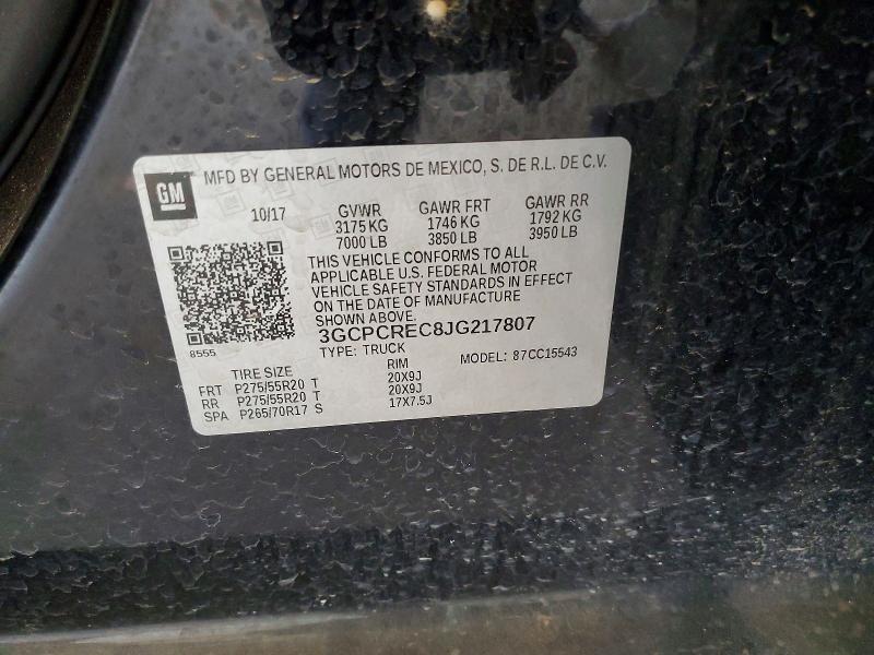 Aukcja sprzedaży 2018 Chevrolet Silverado, vin: 3GCPCREC8JG217807, numer aukcji: 58968216