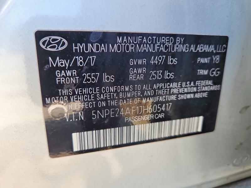 62234986 :رقم المزاد ، 5NPE24AF1JH605417 vin ، 2018 Hyundai Sonata مزاد بيع