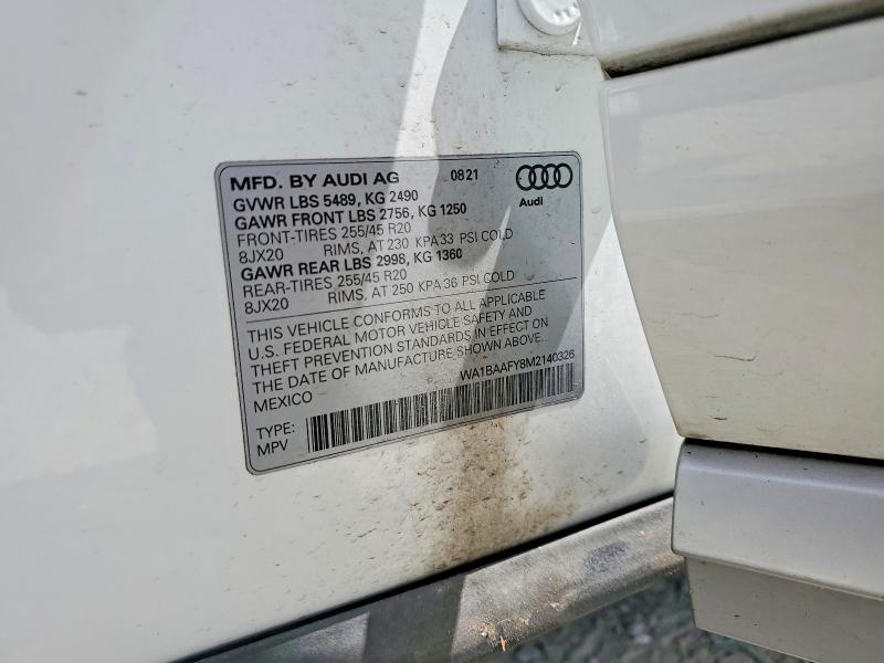 60581546 :رقم المزاد ، WA1BAAFY8M2140326 vin ، 2021 Audi Q5 مزاد بيع
