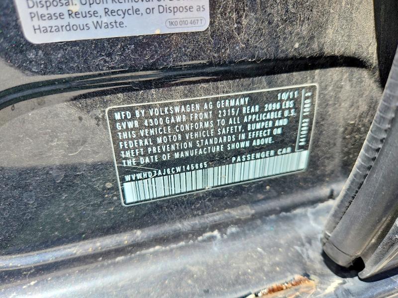 Aukcja sprzedaży 2012 Volkswagen Gti, vin: WVWHD7AJ6CW145665, numer aukcji: 58732016