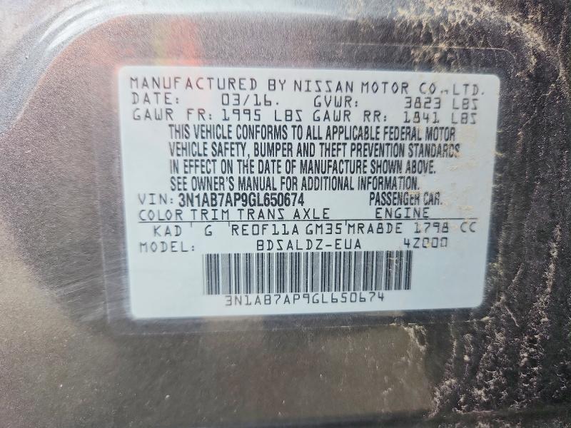 Продаж на аукціоні авто 2016 Nissan Sentra, vin: 3N1AB7AP9GL650674, номер лоту: 62509076