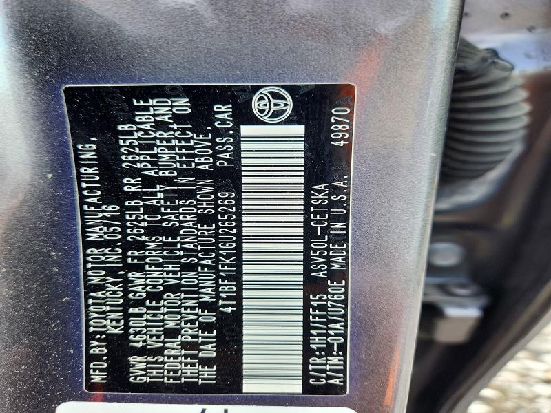 Aukcja sprzedaży 2016 Toyota Camry, vin: 4T1BF1FK1GU265269, numer aukcji: 61530096