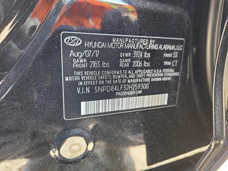 Продаж на аукціоні авто 2018 Hyundai Elantra, vin: 5NPD84LF3JH259300, номер лоту: 60872936