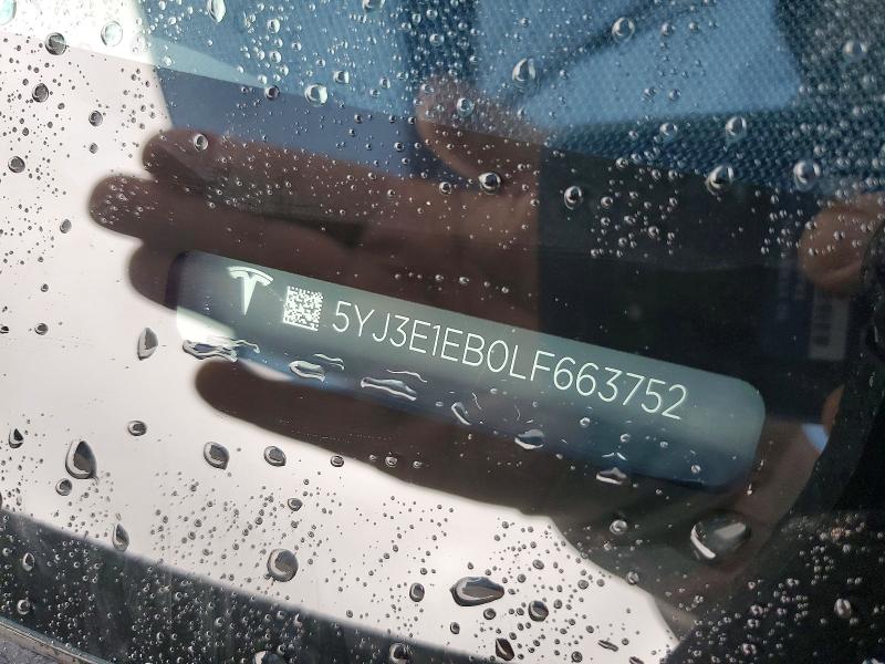 59956006 :رقم المزاد ، 5YJ3E1EB0LF663752 vin ، 2020 Tesla Model 3 مزاد بيع