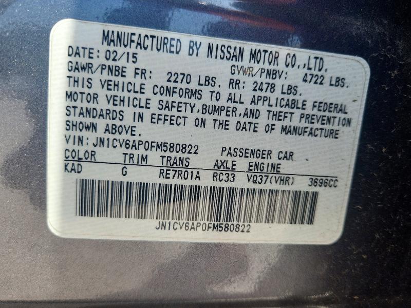 Продажа на аукционе авто 2015 Infiniti Q40, vin: JN1CV6AP0FM580822, номер лота: 61966756