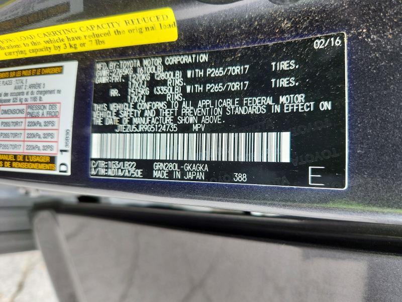 Продаж на аукціоні авто 2016 Toyota 4runner, vin: JTEZU5JR9G5124735, номер лоту: 63414416