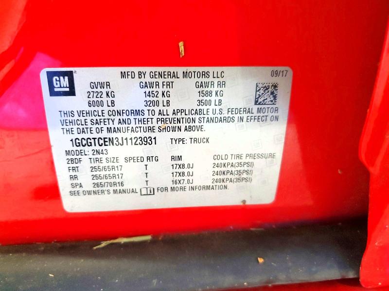 Продажа на аукционе авто 2018 Chevrolet Colorado, vin: 1GCGTCEN3J1123931, номер лота: 62209266
