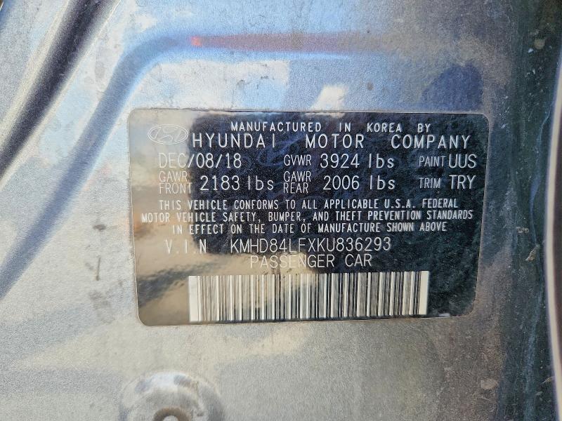 Продажа на аукционе авто 2019 Hyundai Elantra, vin: KMHD84LFXKU836293, номер лота: 63244956