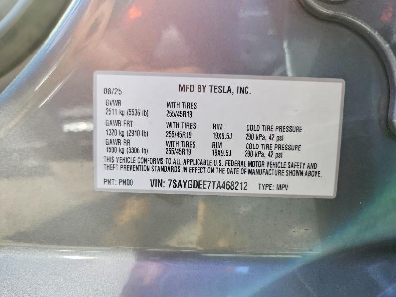 Aukcja sprzedaży 2026 Tesla Model Y, vin: 7SAYGDEE7TA468212, numer aukcji: 63148426