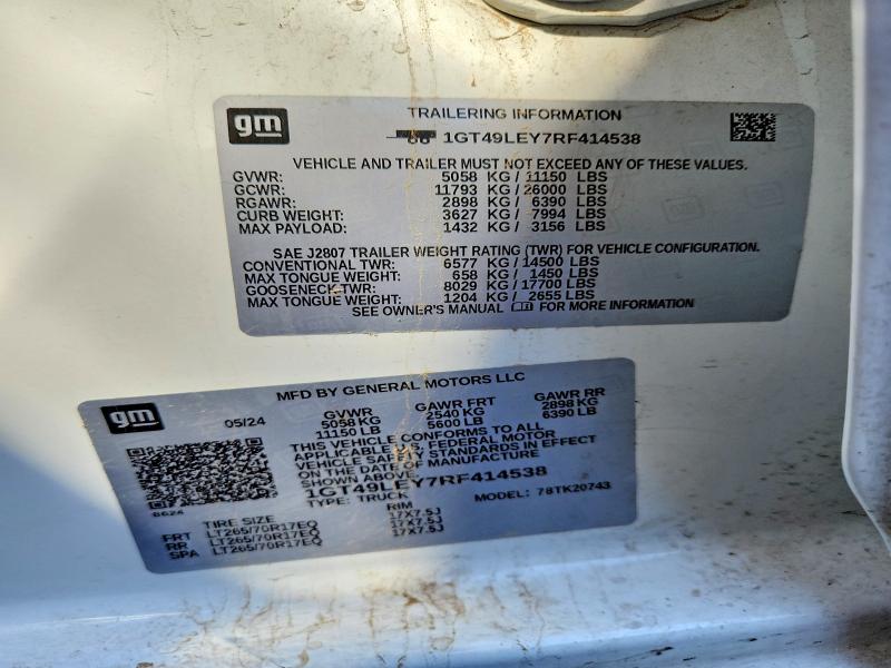 Продажа на аукционе авто 2024 Gmc Sierra, vin: 1GT49LEY7RF414538, номер лота: 63301226