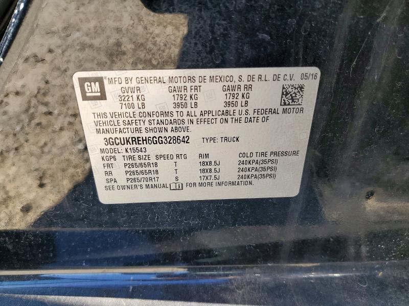 2016 Chevrolet Silverado მანქანა იყიდება აუქციონზე, vin: 3GCUKREH6GG328642, აუქციონის ნომერი: 59536046