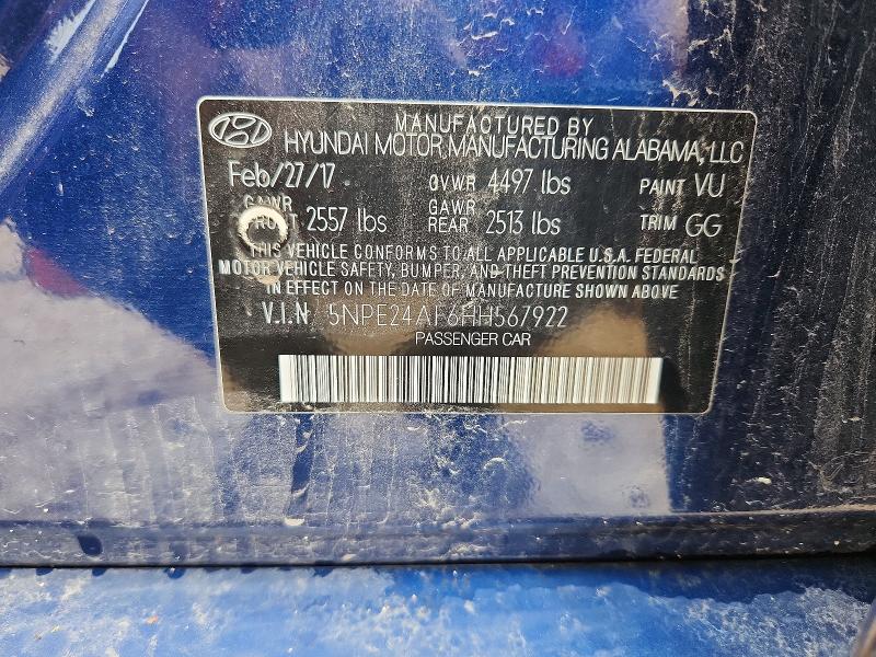 Продажа на аукционе авто 2017 Hyundai Sonata, vin: 5NPE24AF6HH567922, номер лота: 61004976