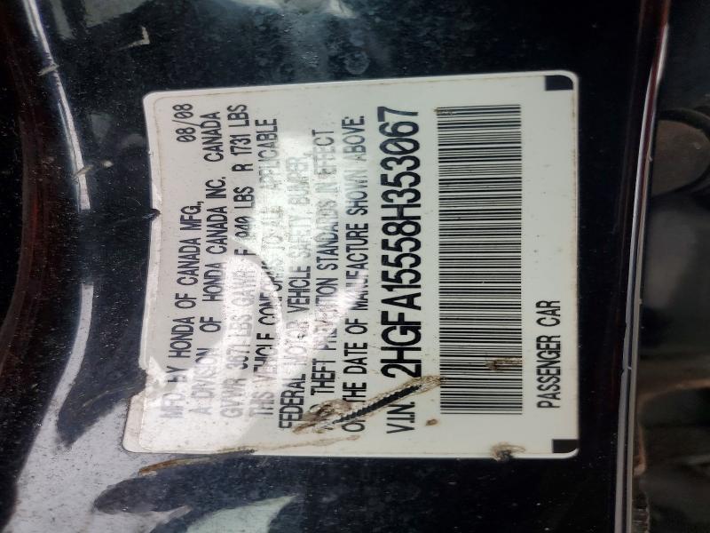 60468116 :رقم المزاد ، 2HGFA15558H353067 vin ، 2008 Honda Civic مزاد بيع