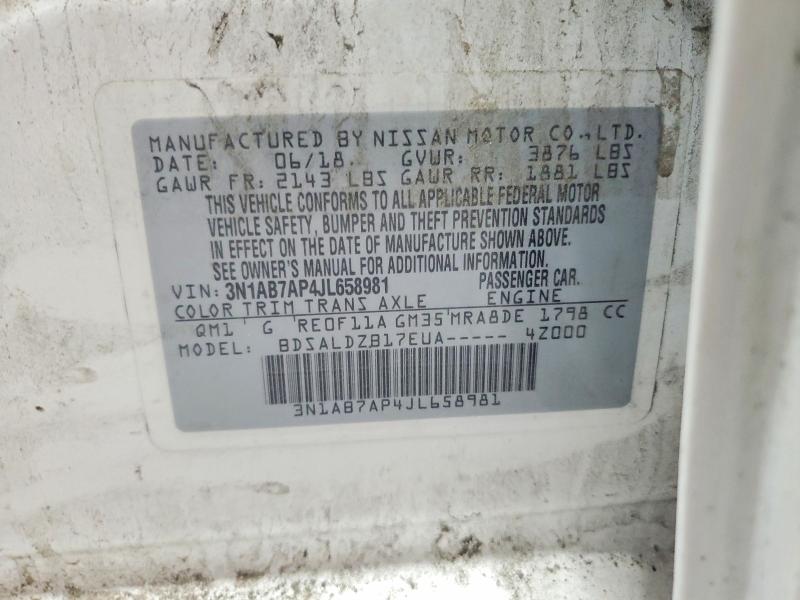 Продаж на аукціоні авто 2018 Nissan Sentra, vin: 3N1AB7AP4JL658981, номер лоту: 61376466